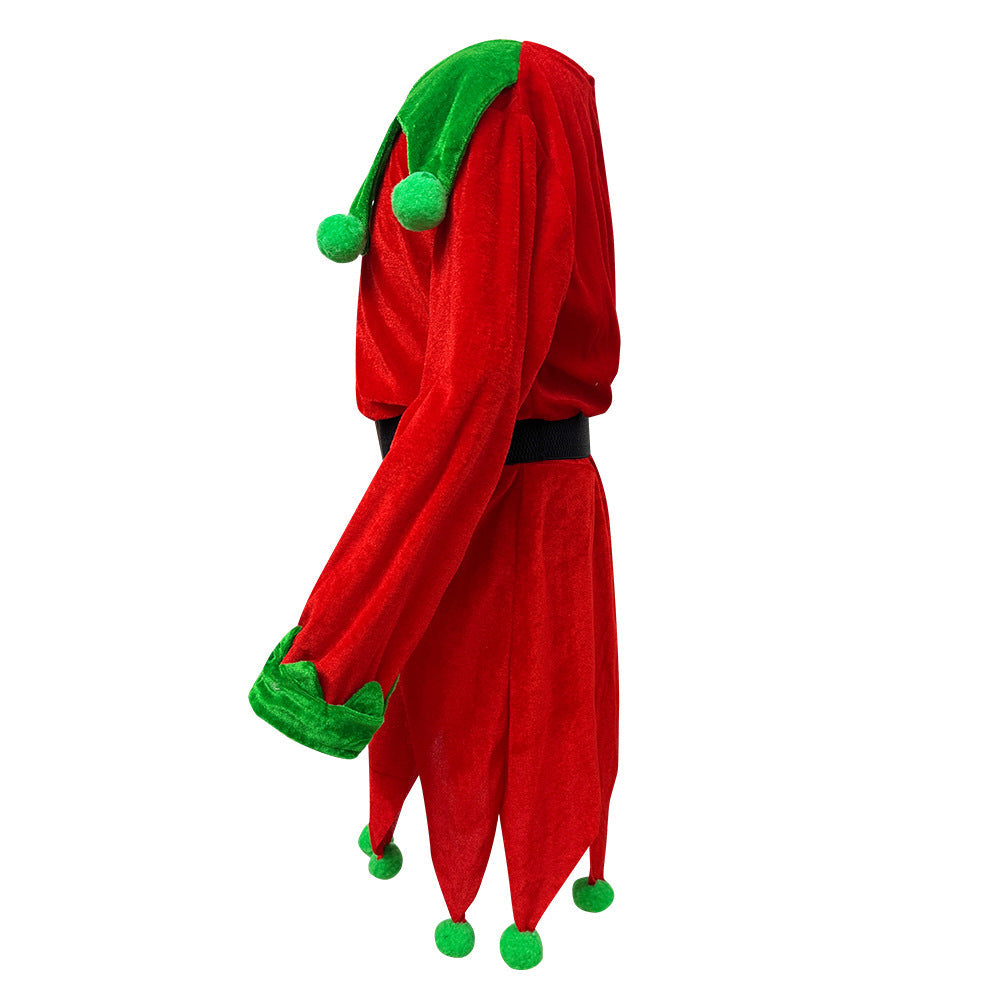 Christmas Clown Costume For Kids Green Elf Halloween