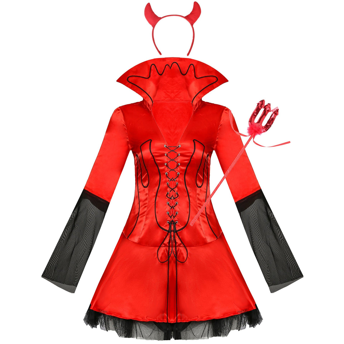 Vampire Demon Costume Set S-XL Role Play Halloween Game Uniform