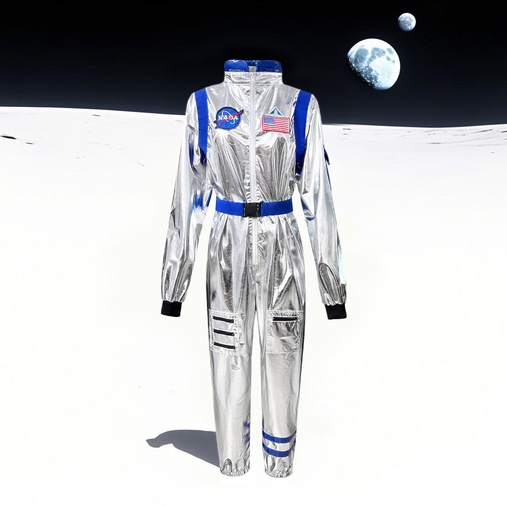 Halloween Adult Astronaut Costume Silver Space Suit Cosplay