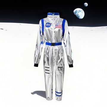 Halloween Adult Astronaut Costume Silver Space Suit Cosplay