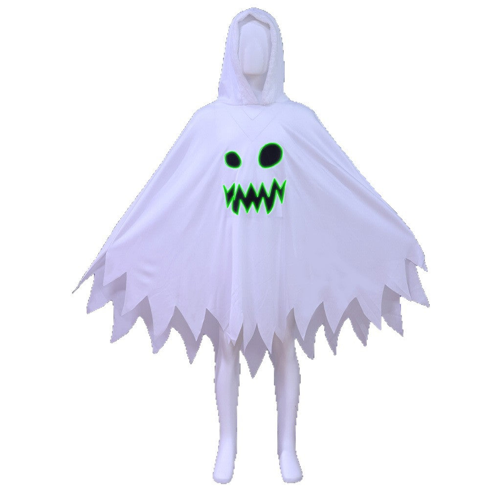 Glow-In-The-Dark Ghost Cape Halloween Costume For Kids