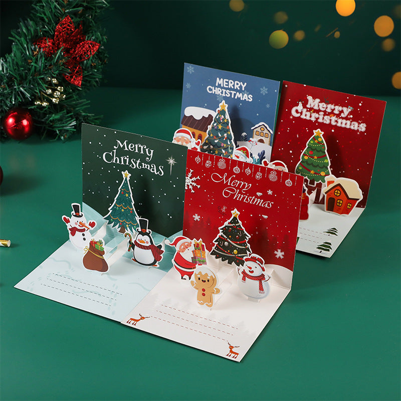 3D Christmas Greeting Cards With Folding Design For New Year, Thanksgiving, And Peace Night Gifts
