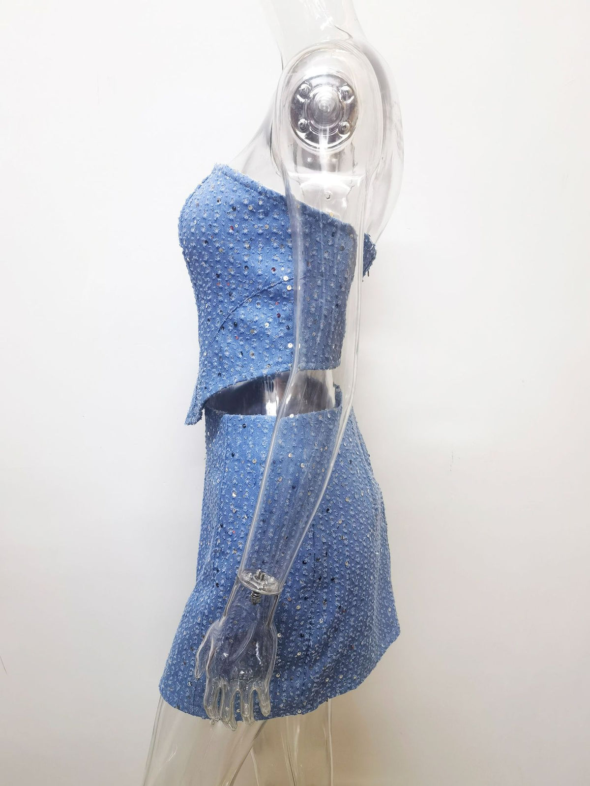 Y2K Sequined Top & Skirt Two Piece Set