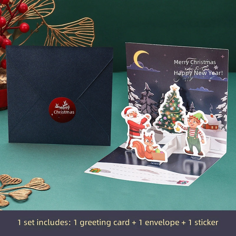 3D Christmas Greeting Cards With Folding Design For New Year, Thanksgiving, And Peace Night Gifts