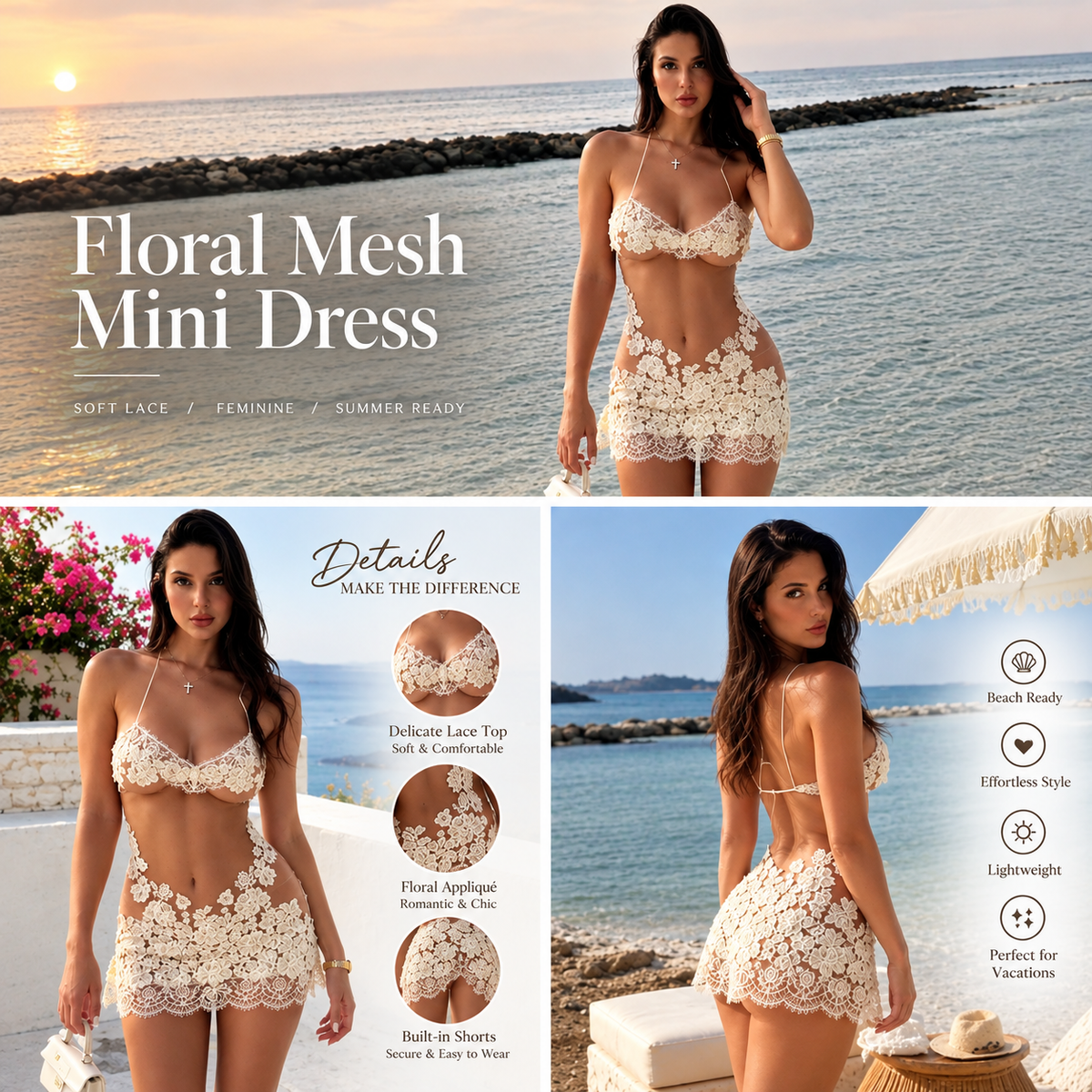 Y2K Baddie Floral Mesh Mini Dress