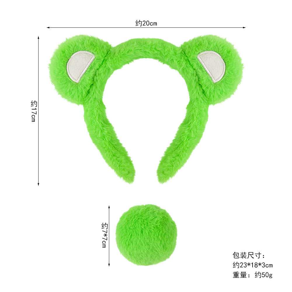 5pcs/Set Halloween Animal Headband Bear Ears Strawberry Bear Plush Nose Set