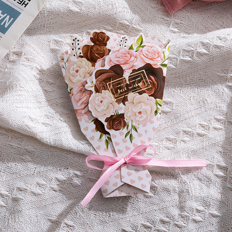 3D Cross-Border Bouquet Butterfly Gold Foil Greeting Card Valentine Christmas Thank You Gift Note