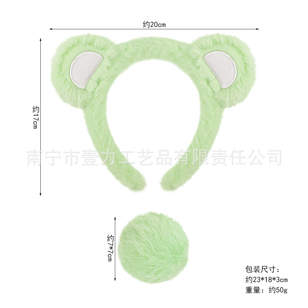5pcs/Set Halloween Animal Headband Bear Ears Strawberry Bear Plush Nose Set