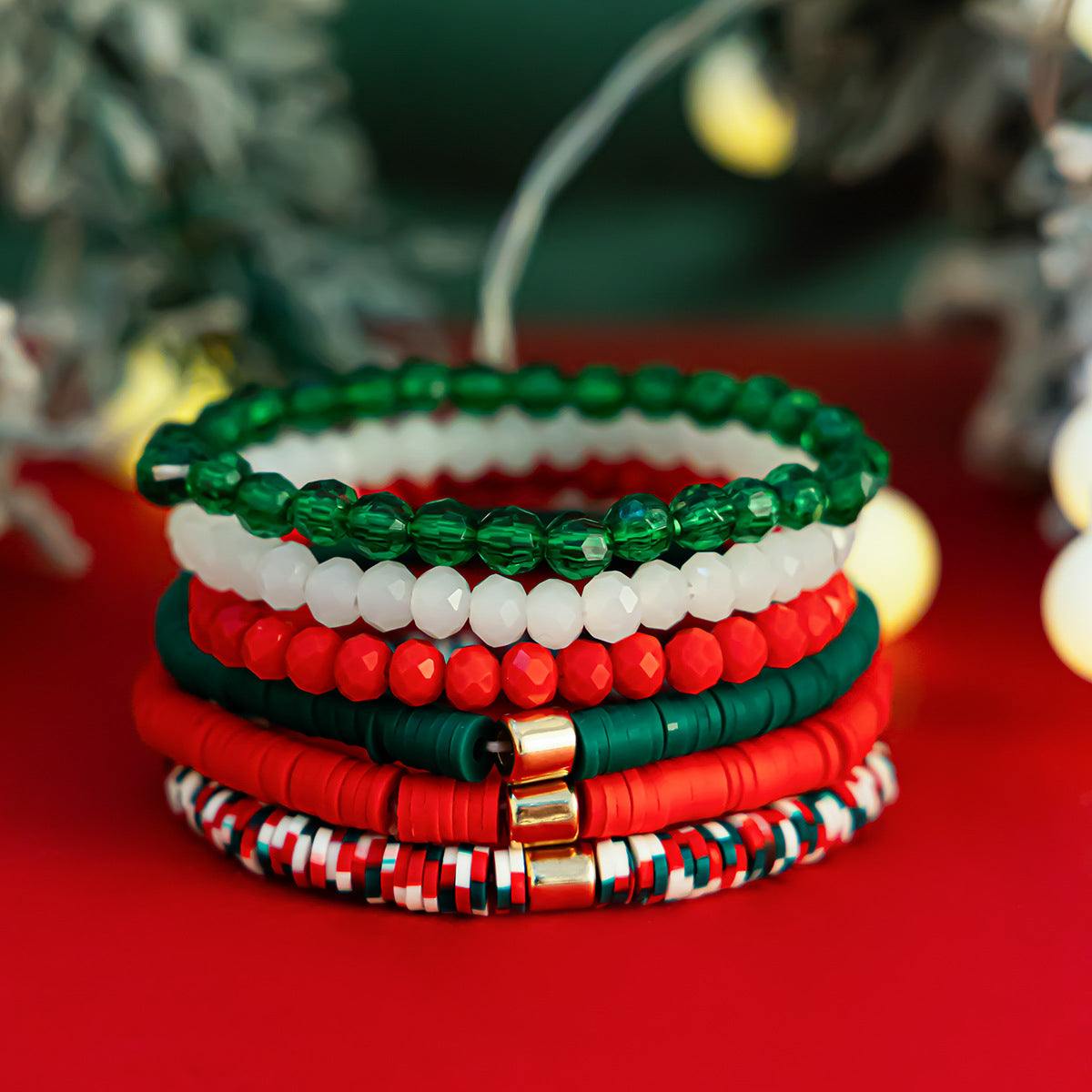Christmas Clay Beads Bracelet CCB Star Letter Charms