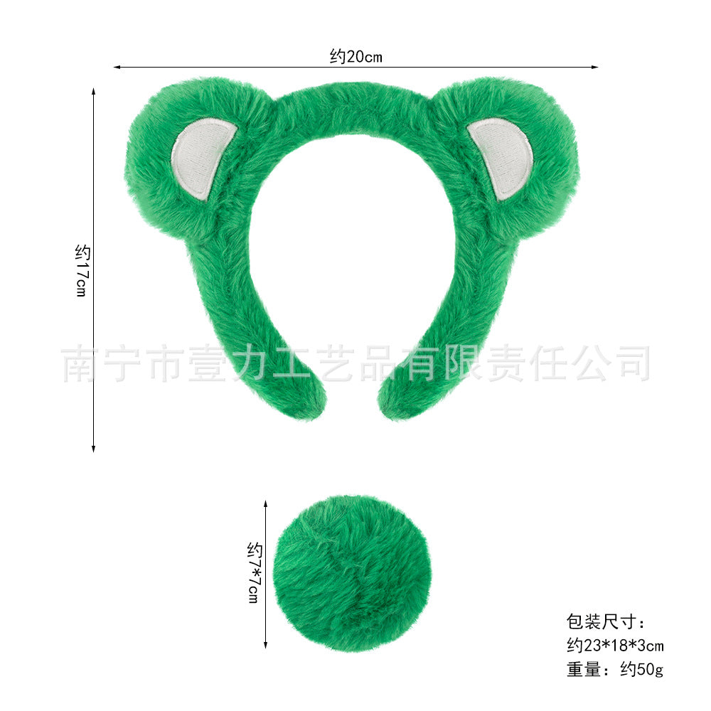5pcs/Set Halloween Animal Headband Bear Ears Strawberry Bear Plush Nose Set