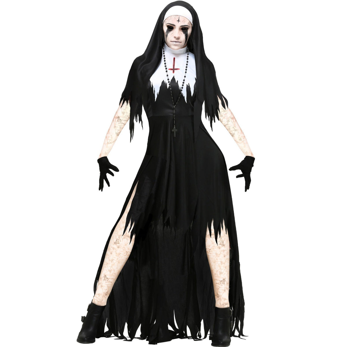 S-XXXL Zombie Nun Costume Halloween Cosplay Vampire Demon Outfit