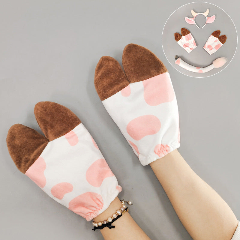 Halloween Cow Headband Ears Tail Costume Set Kids
