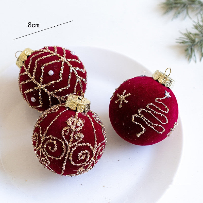 8Cm Red Velvet Christmas Ball Box