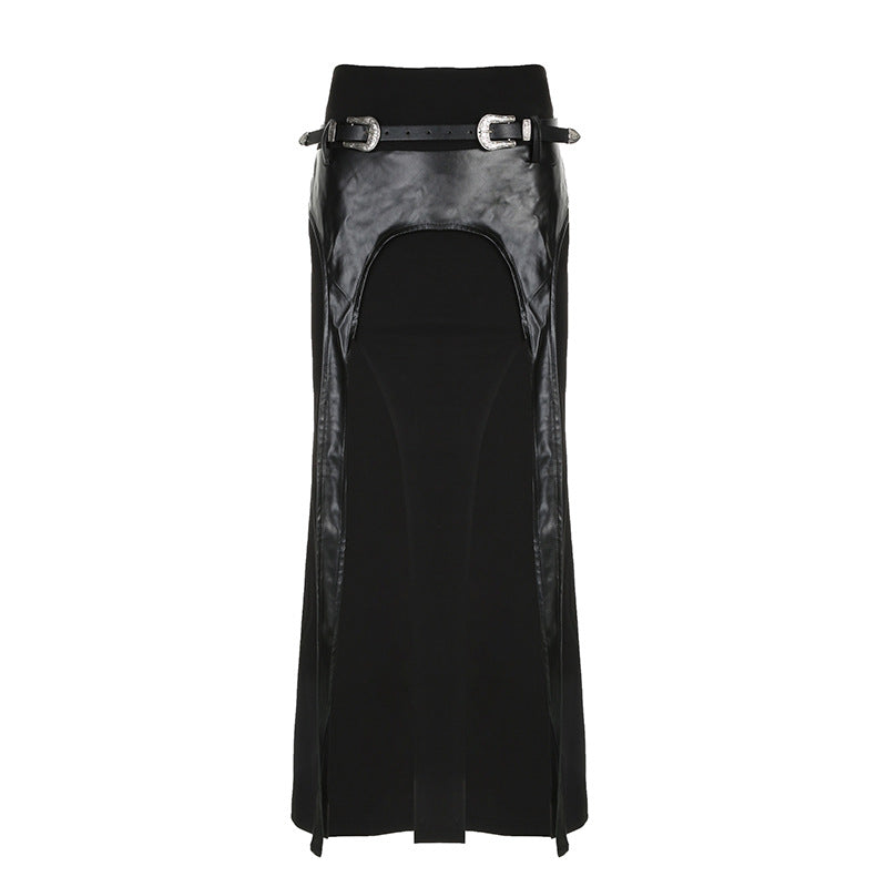 Goth Double Slit Maxi Skirt