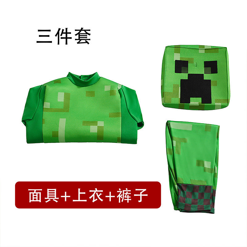 Minecraft Steve Cosplay Costume For Kids Halloween Stage Performance