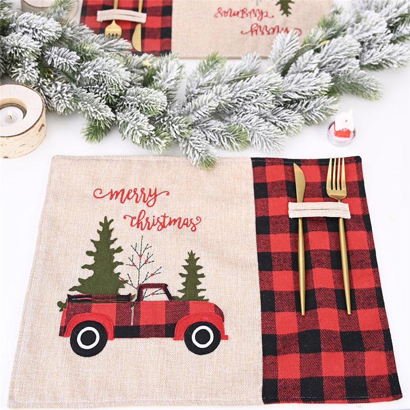 Car Christmas Cartoon Table Mat