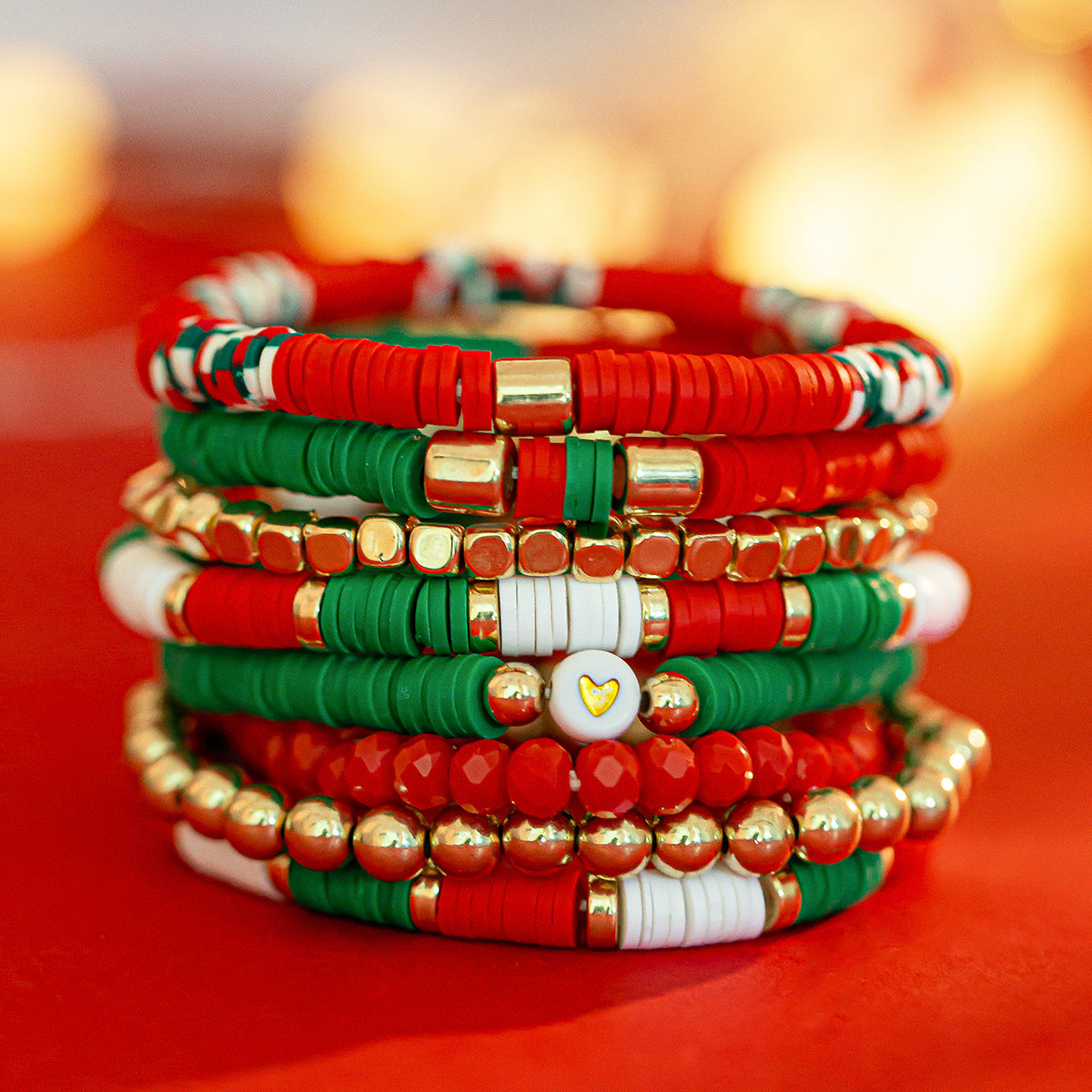 Christmas Clay Beads Bracelet CCB Star Letter Charms