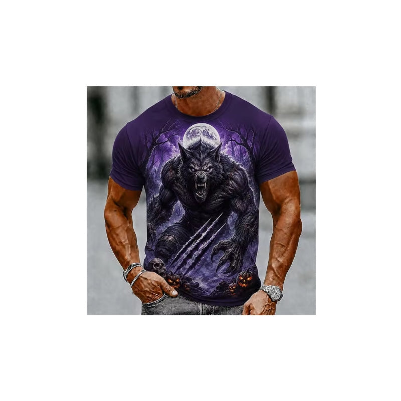 Men's Halloween T-Shirt Graveyard Scarecrow Pumpkin Print
