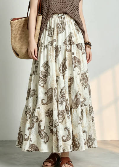 Spring Floral Cotton Elastic Waist Lazy Flowy A-Line Dress