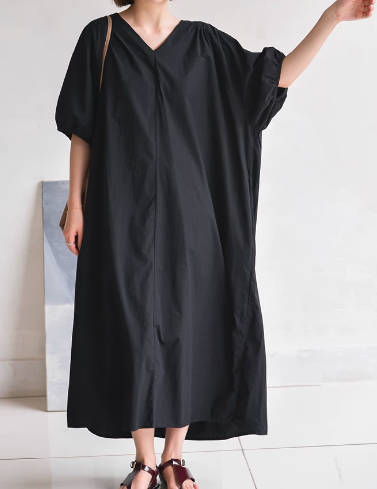 Women Combed Cotton Loose Casual Half-Sleeve Backless Long Dress