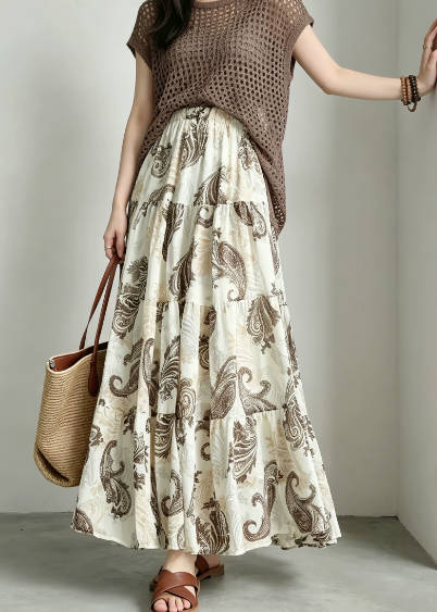 Spring Floral Cotton Elastic Waist Lazy Flowy A-Line Dress