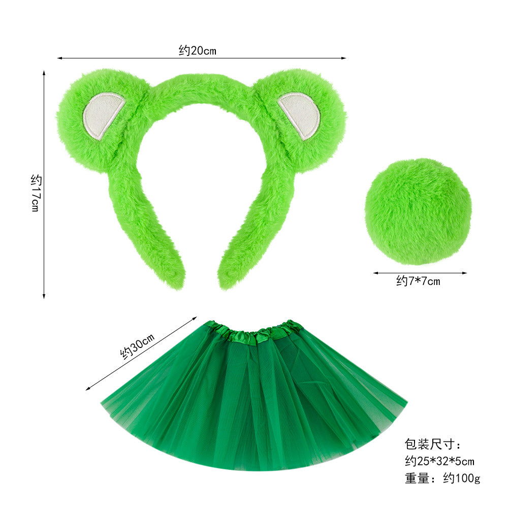 5pcs/Set Halloween Animal Headband Bear Ears Strawberry Bear Plush Nose Set