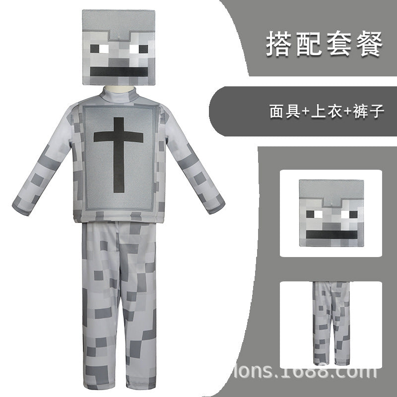 Minecraft Steve Cosplay Costume For Kids Halloween Stage Performance