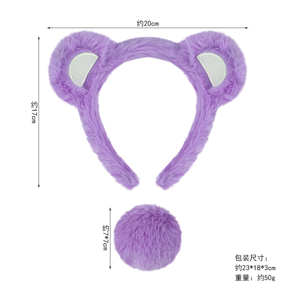 5pcs/Set Halloween Animal Headband Bear Ears Strawberry Bear Plush Nose Set