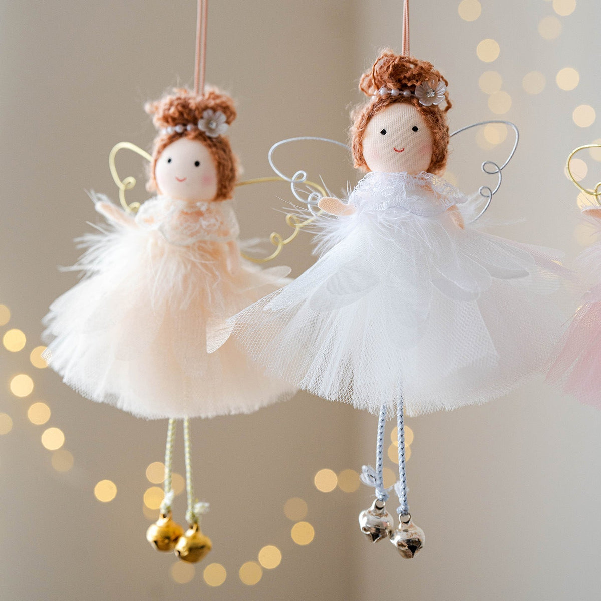 Christmas Decor Petal Mesh Skirt Angel Girl Pendant