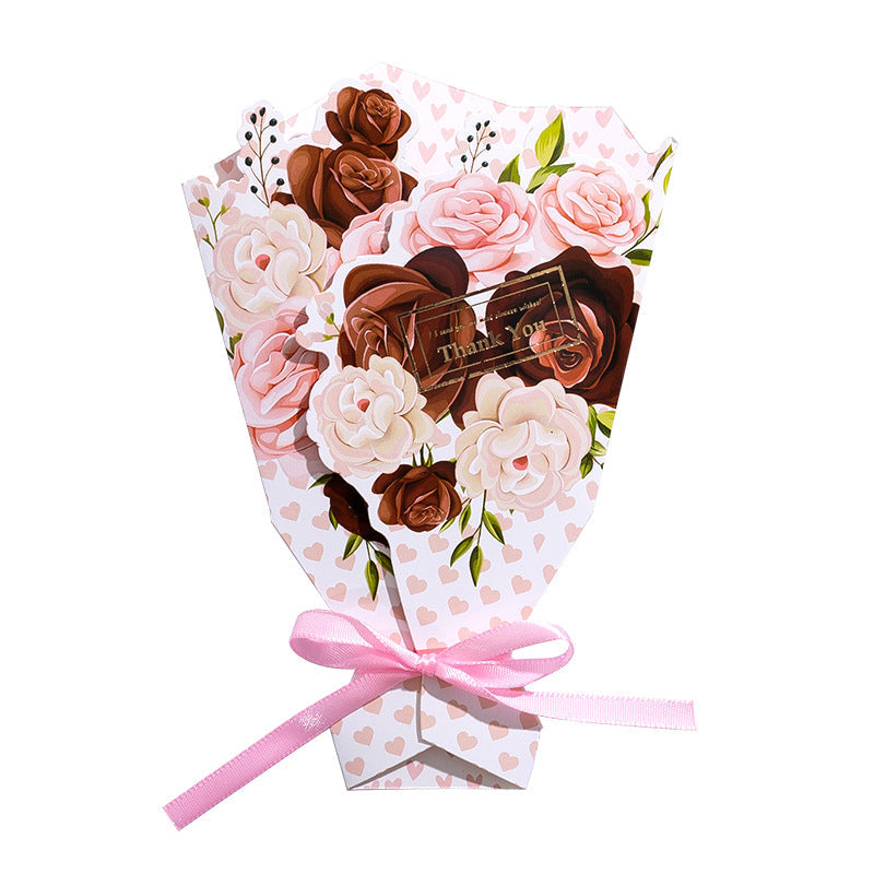 3D Cross-Border Bouquet Butterfly Gold Foil Greeting Card Valentine Christmas Thank You Gift Note