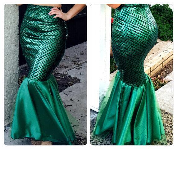 GREEN SEQUINS PATCHWORK BODYCON LONG MERMAID SKIRT