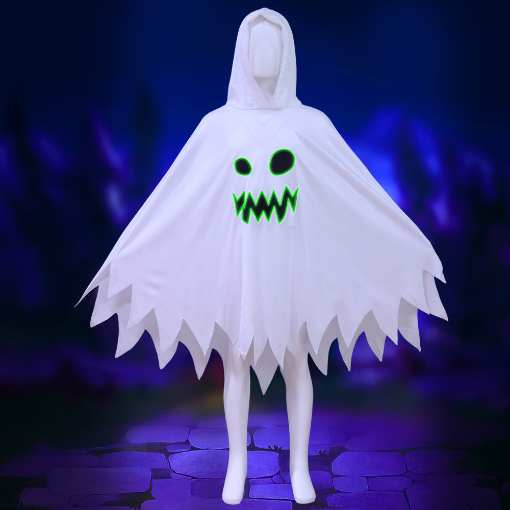 Glow-In-The-Dark Ghost Cape Halloween Costume For Kids