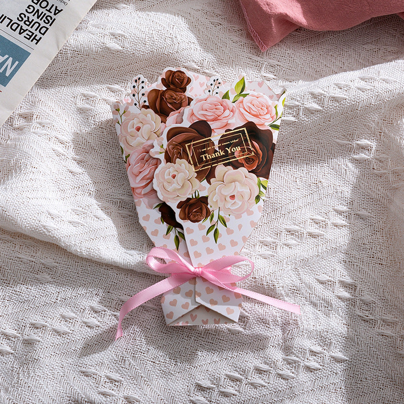3D Cross-Border Bouquet Butterfly Gold Foil Greeting Card Valentine Christmas Thank You Gift Note