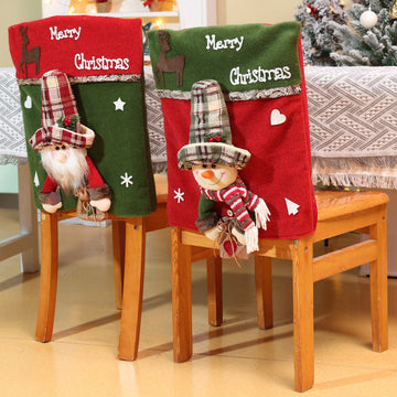 Christmas Chair Cover Santa Snowman 3D Plush Home Decor