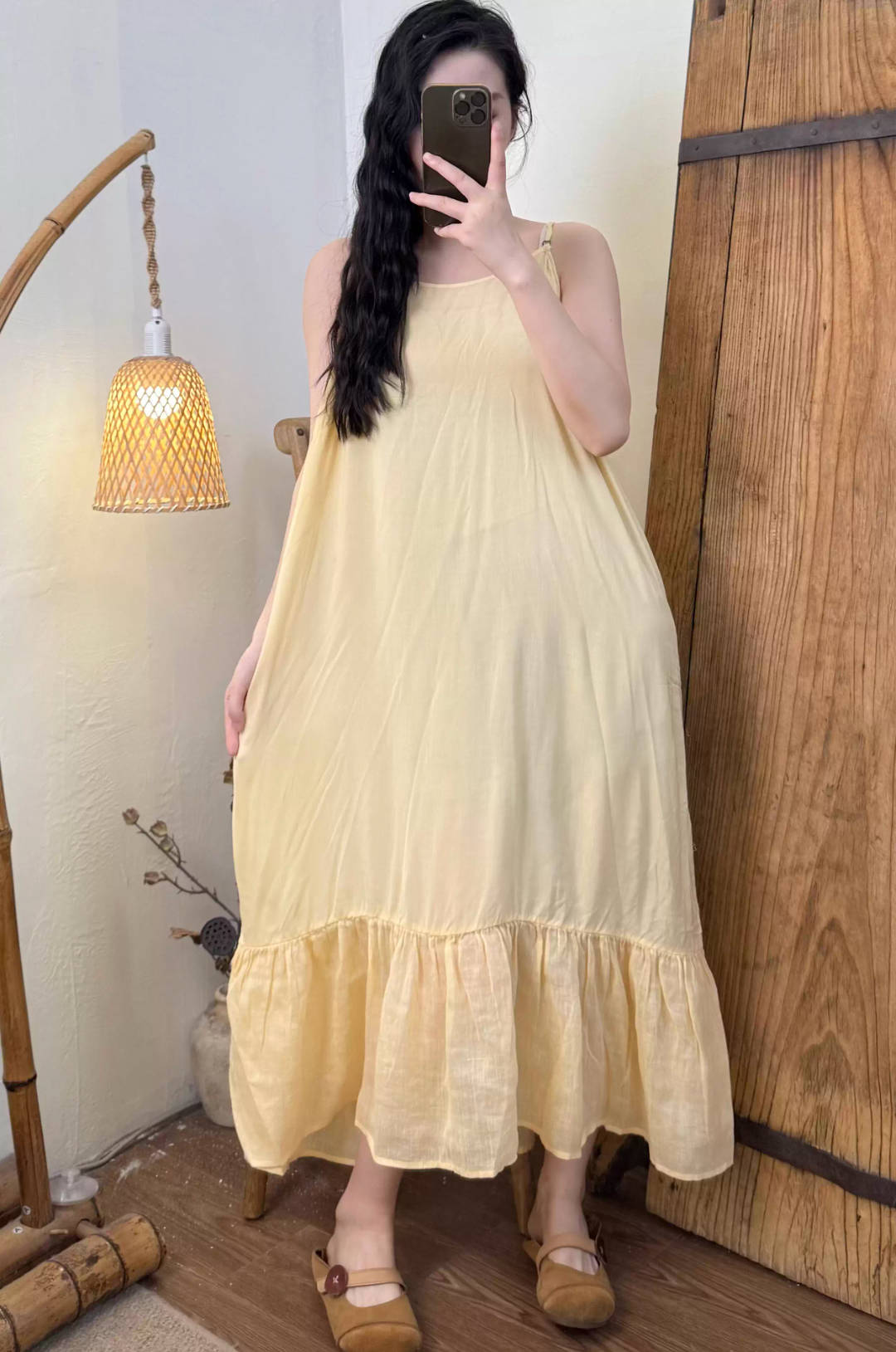 Spring Cotton Ramie Patchwork Colorful Sleeveless Casual Dress