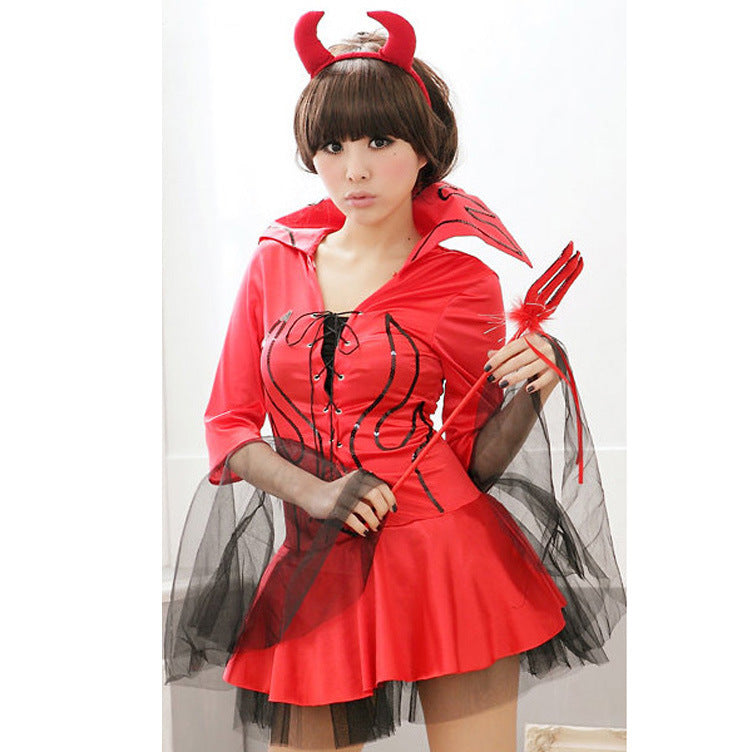 Vampire Demon Costume Set S-XL Role Play Halloween Game Uniform