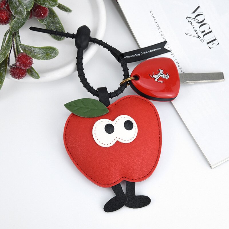 Christmas Apple Car Keychain Leather Bag Charm Ornament