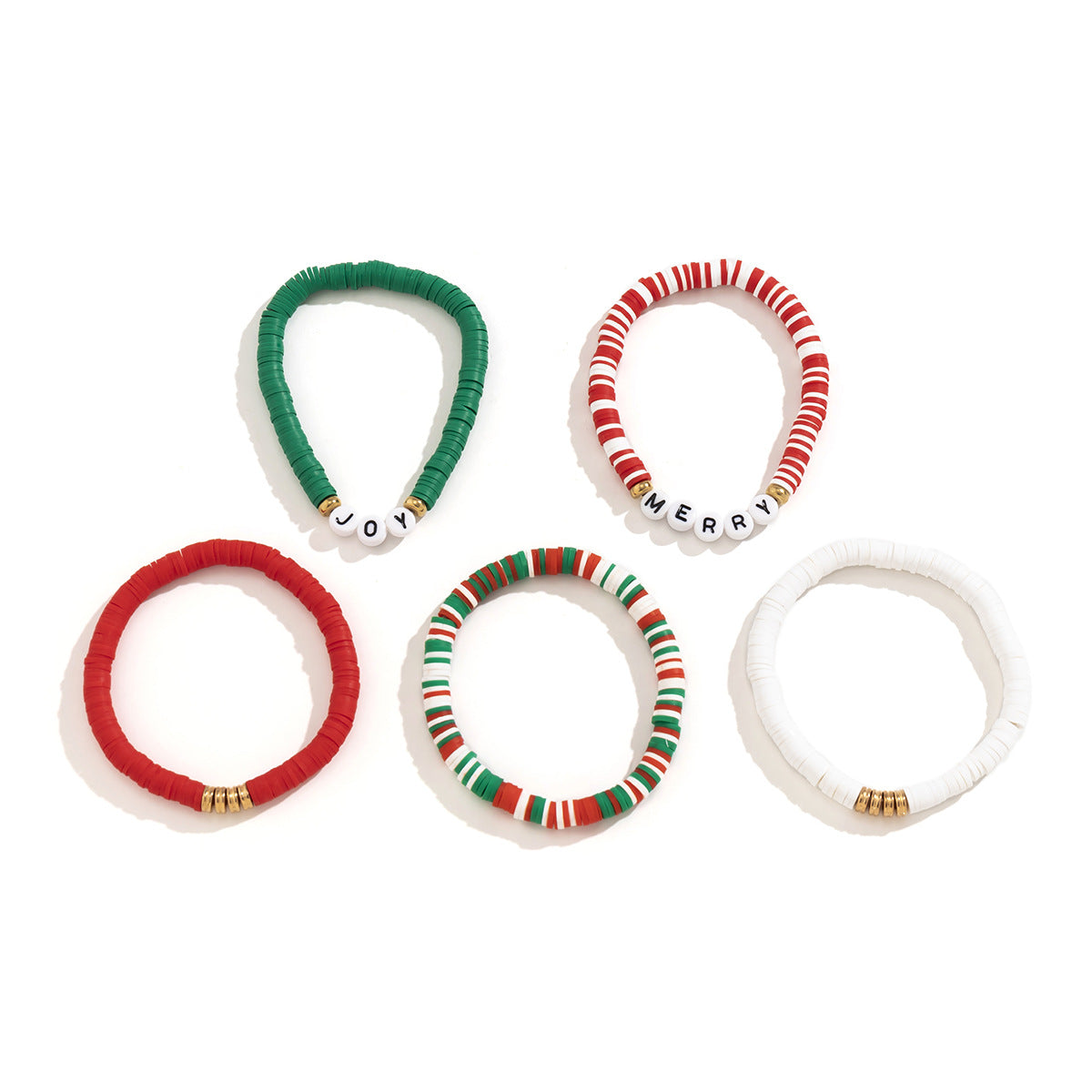 Christmas Colorful Beaded Bracelet Letter Elastic