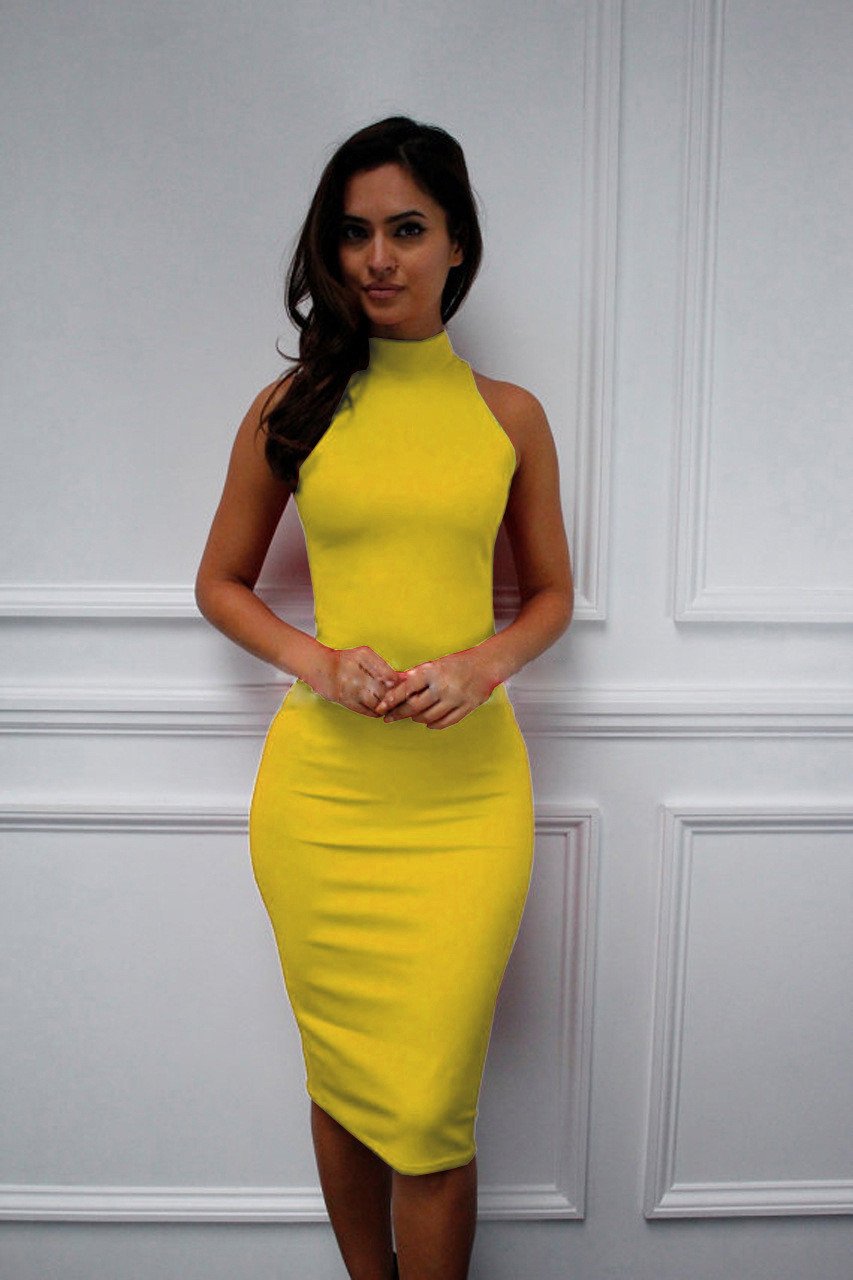 SIMPLE SLEEVELESS STRETCH FASHION PARTY DRESS