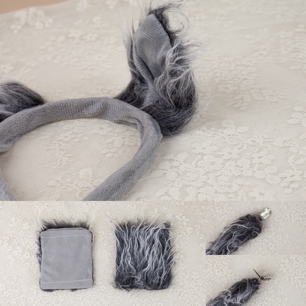 Halloween Animal Ears Headband Grey Wolf Claws Kids Costume