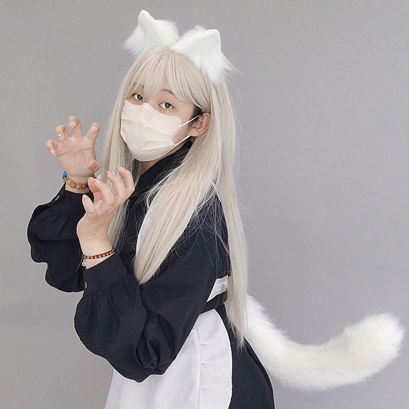 Halloween Cat Ears Tail Set Cosplay Props Handmade