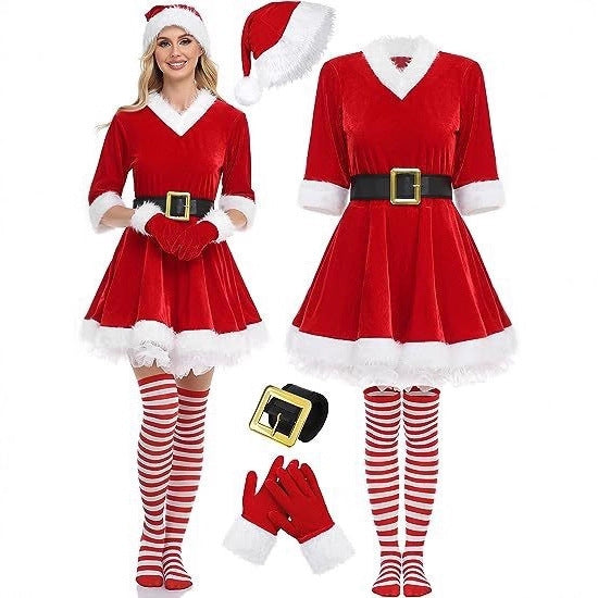 Christmas Costume Adult Women Santa Claus Party Performance Outfit