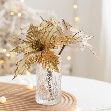 20Cm Glitter Velvet Christmas Flower