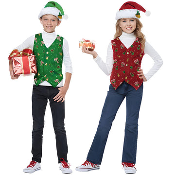 Children's Christmas Elf Costume For Stage Performance
