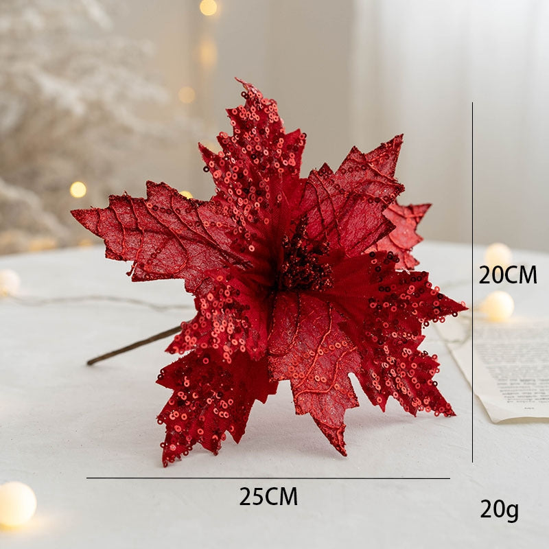 20Cm Glitter Velvet Christmas Flower
