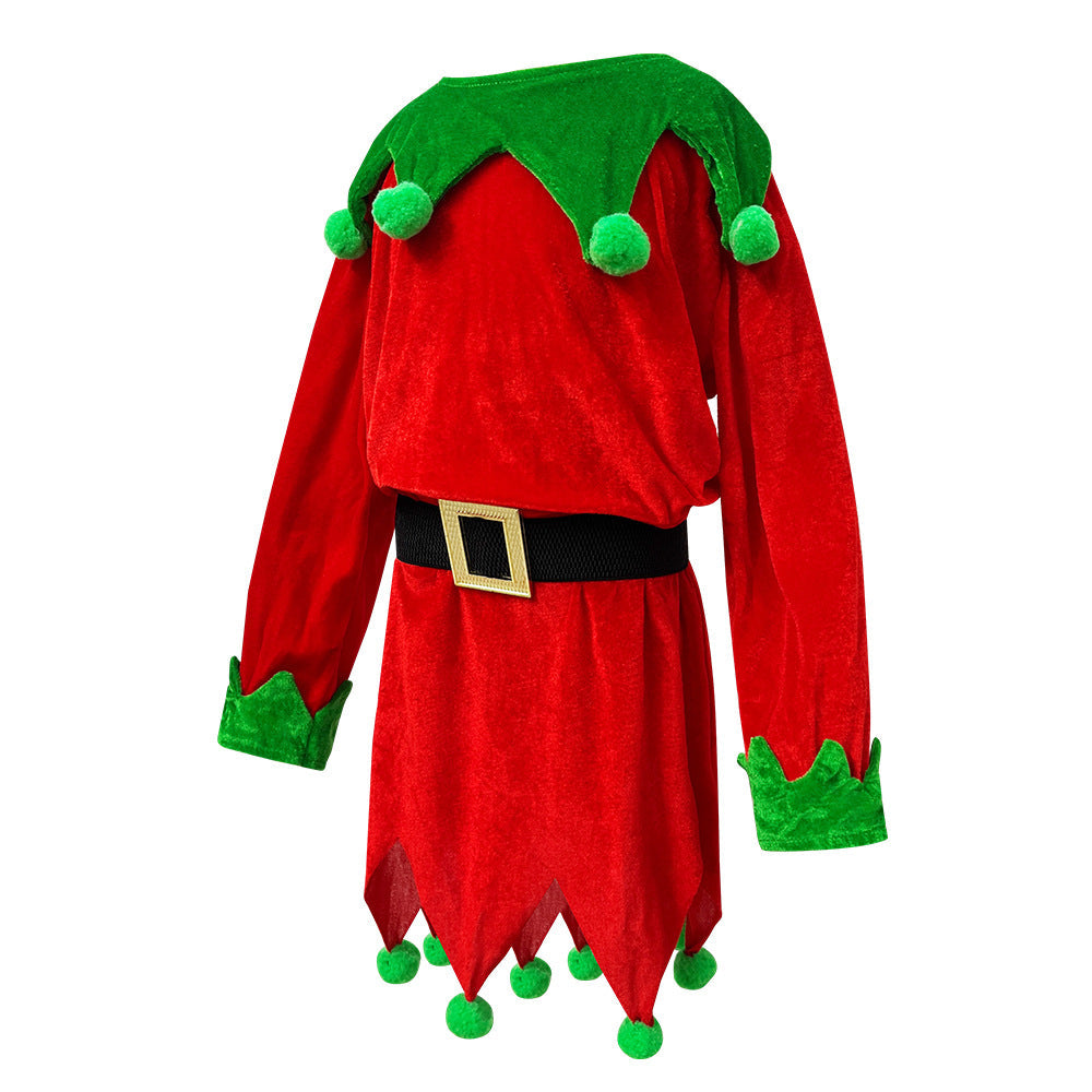 Christmas Clown Costume For Kids Green Elf Halloween