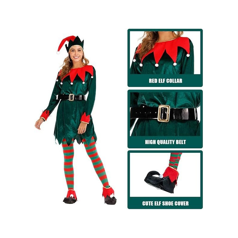 Christmas Elf Dress Women's Costume Set