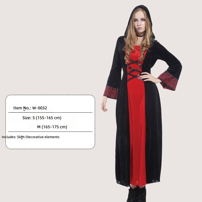 Gothic Vampire Witch Costume For Adults Kids Halloween Cosplay