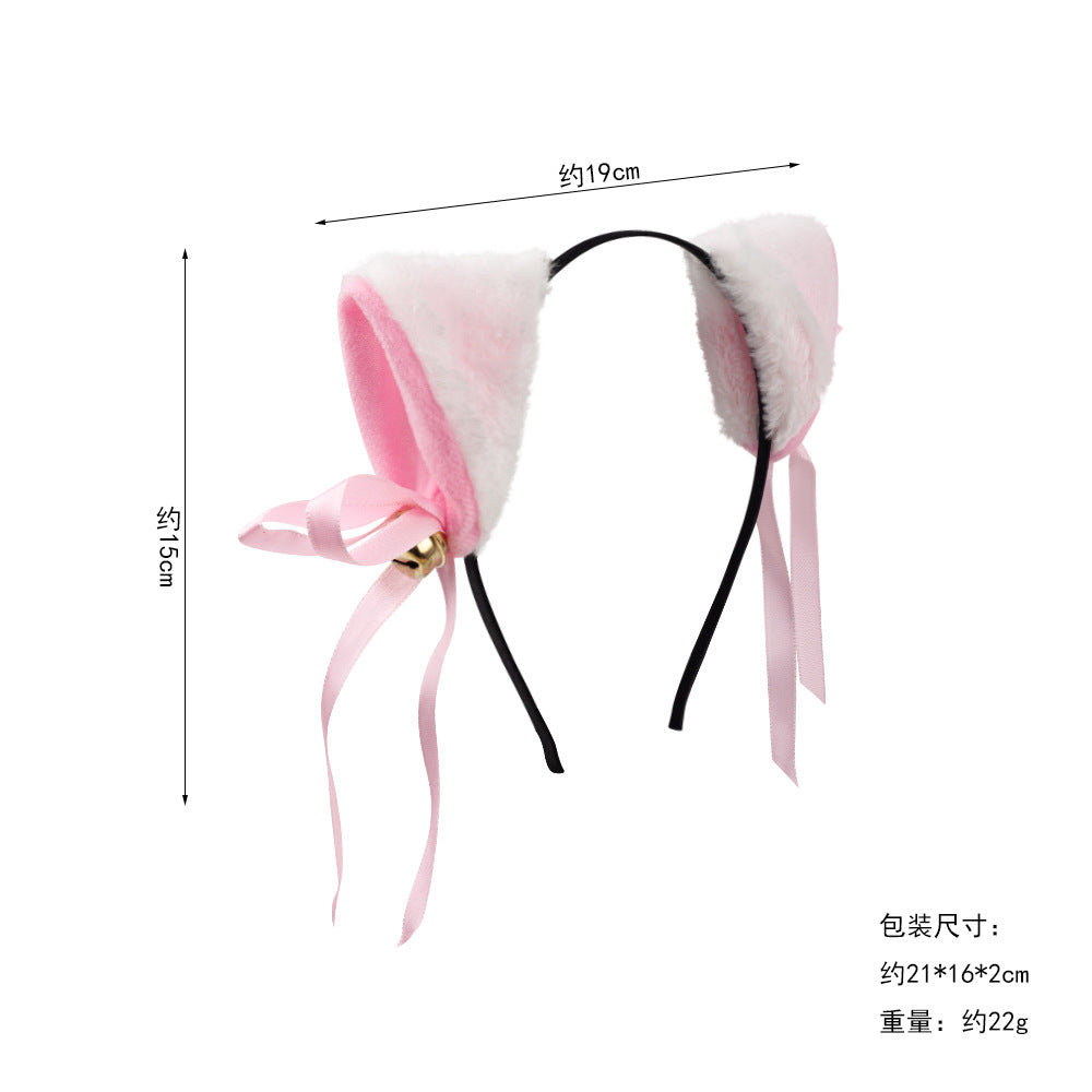 Halloween Black Cat Ears Headband With Bell Costume