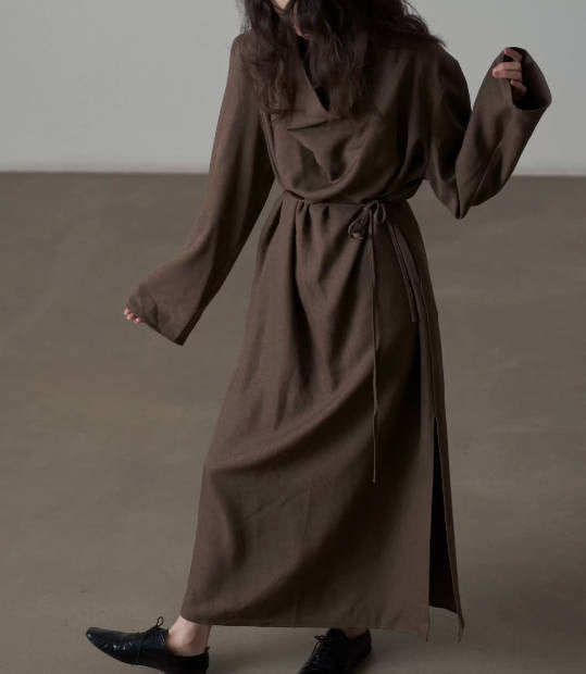 Women Elegant High-end Turtleneck Slim-Fit Long Split Dress